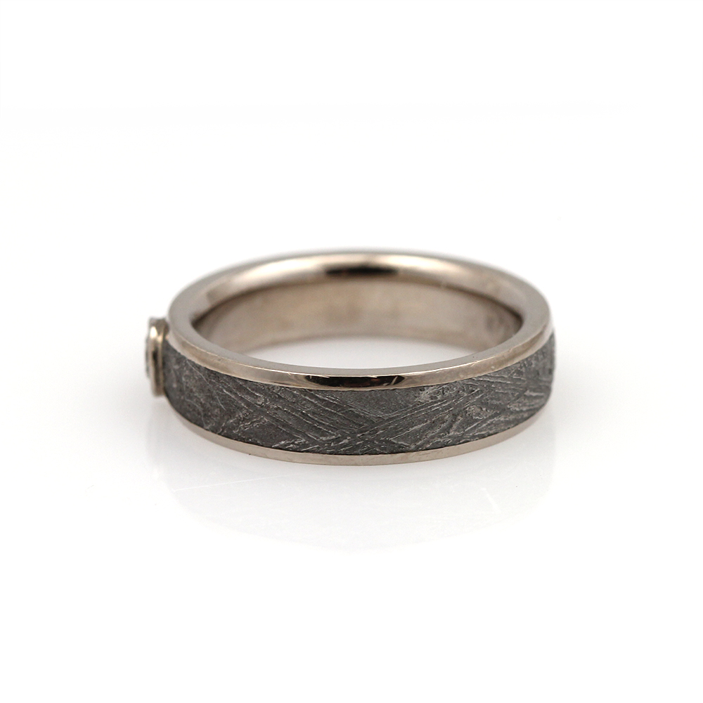 Chris Ploof 18K White Gold Diamond and Meteorite Vega Ring