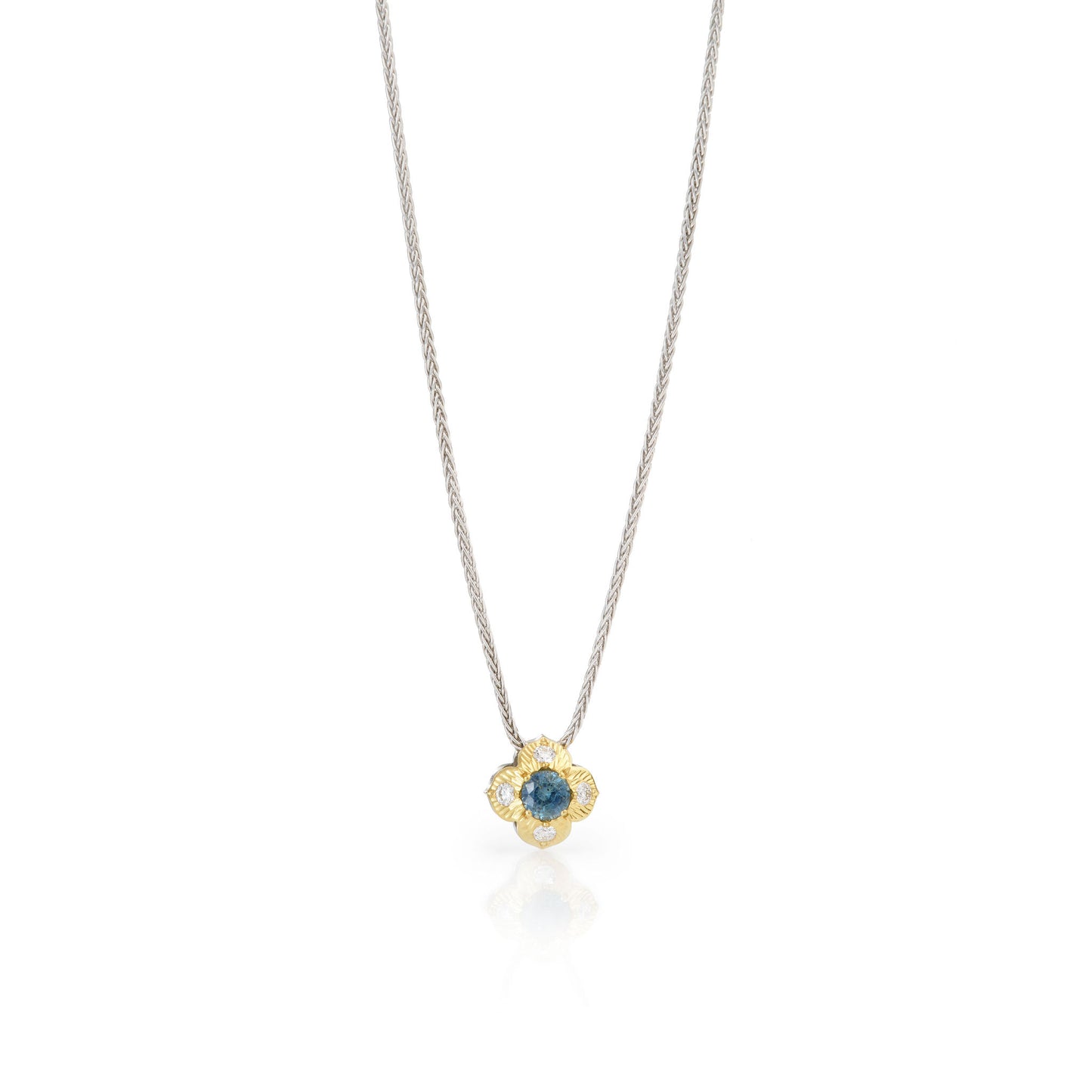 18K Yellow Gold and Platinum Sapphire and Diamond Forest Flower ‘Double Take’ Necklace