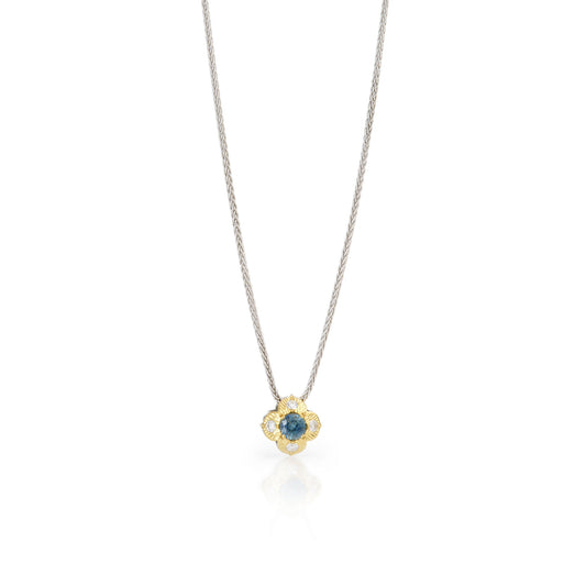 18K Yellow Gold and Platinum Sapphire and Diamond Forest Flower ‘Double Take’ Necklace