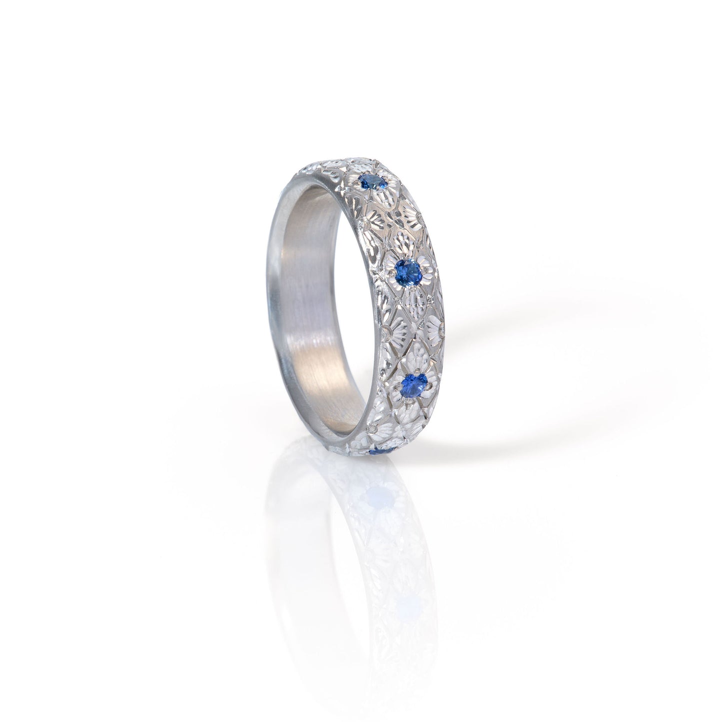 Platinum Sapphire Forest Flower Band