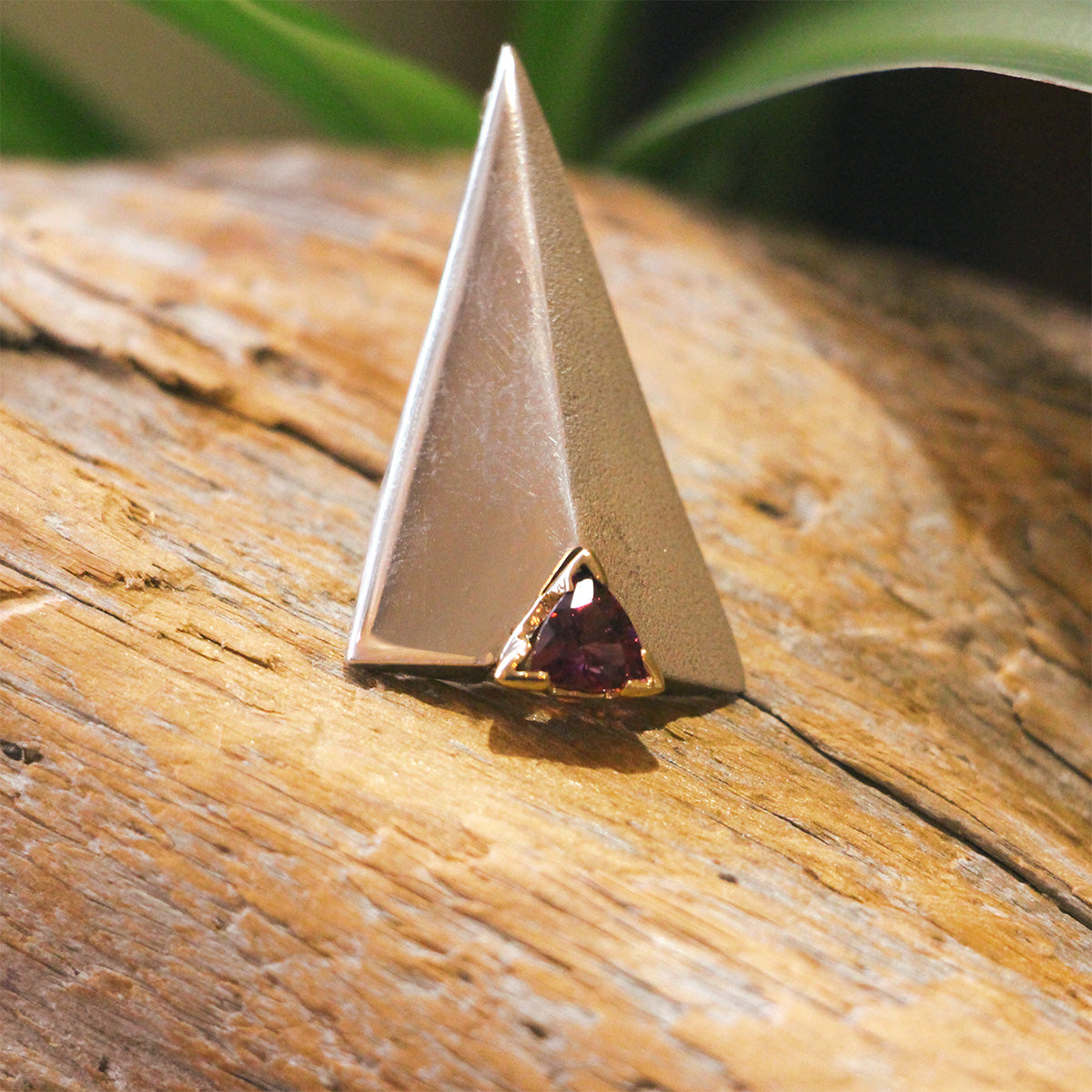 Randel Ball Sterling Silver, 14K Yellow Gold, and Rhodolite Garnet Pin