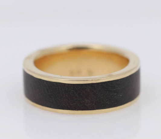 14K Yellow Gold And Ironwood Band