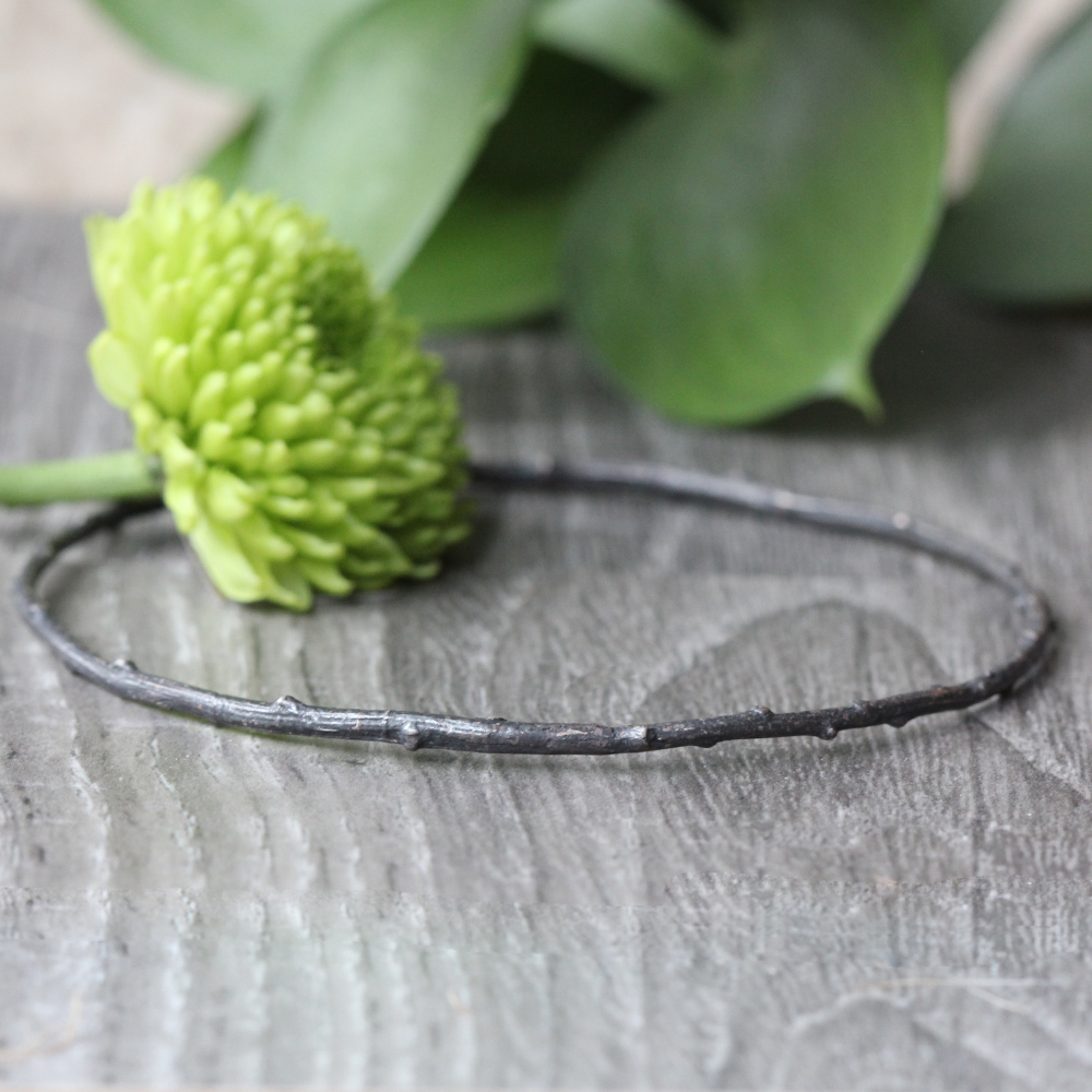 Pippa Jayne Designs Oxidized Sterling Silver Skinny Twig Bangle