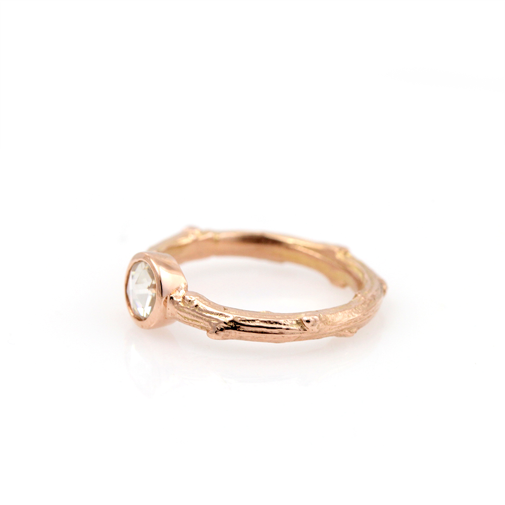 Pippa Jayne Designs Rose Cut Moissanite Signature Twig Ring