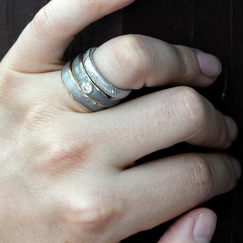 Chris Ploof Palladium 500 Diamond and Meteorite Vega Ring