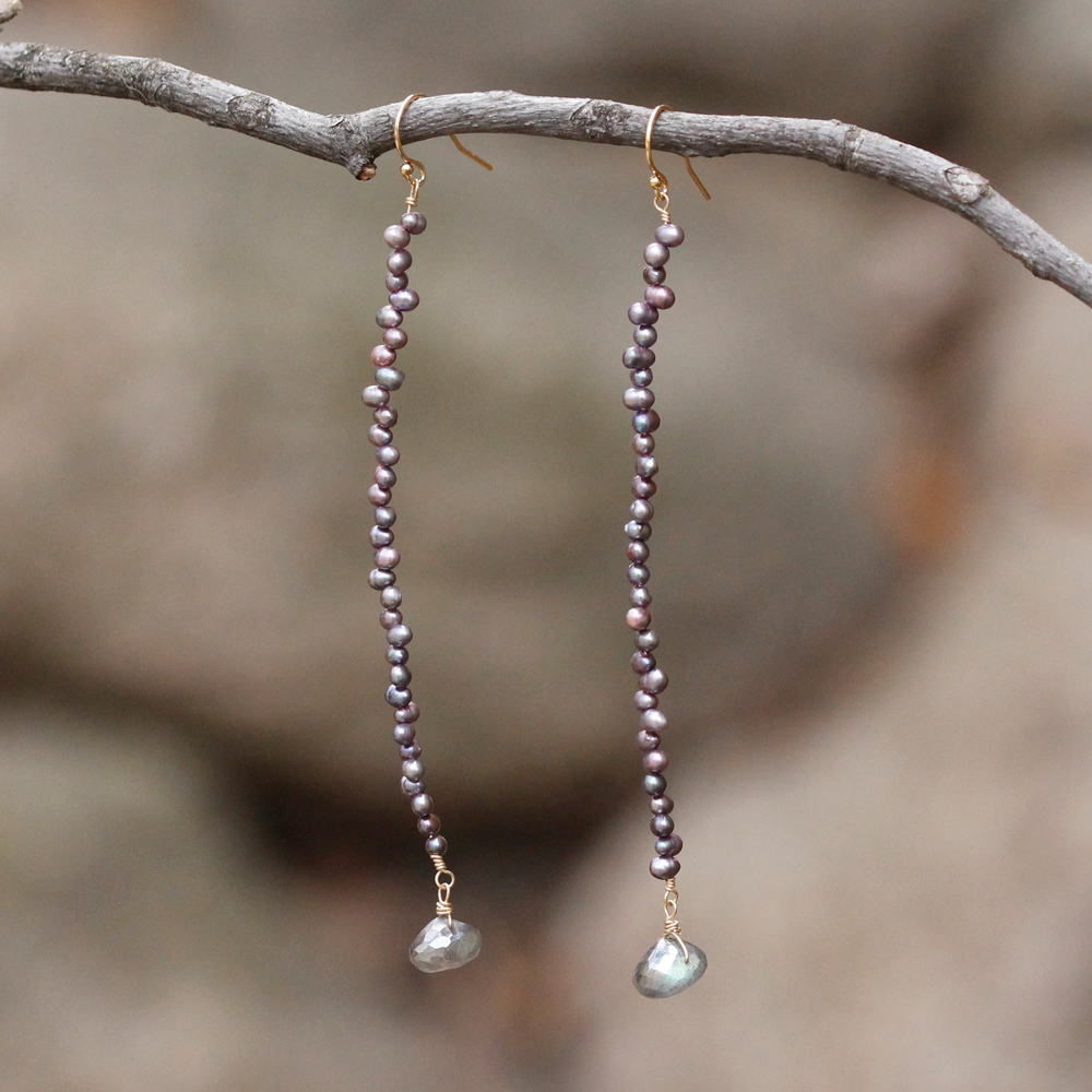 MOROKA Freshwater Pearl and Labradorite Earrings