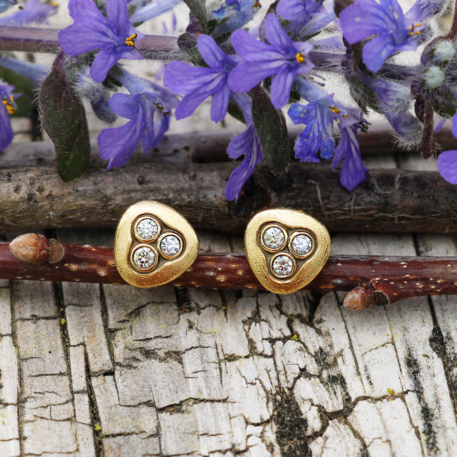 18K Yellow Gold and Diamond Alex Sepkus Swirling Water Earrings