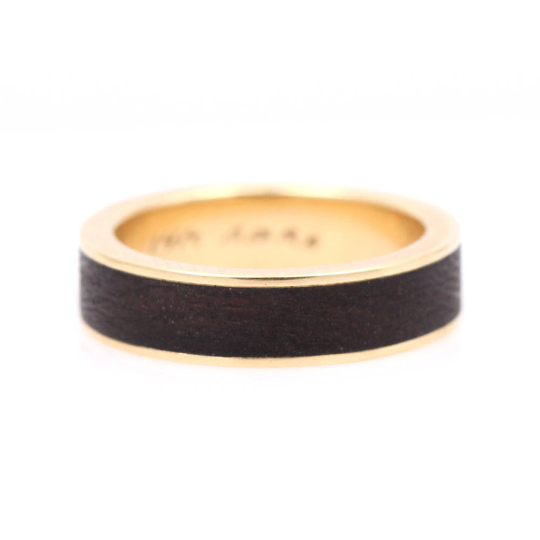 14k Yellow Gold and Ironwood Band