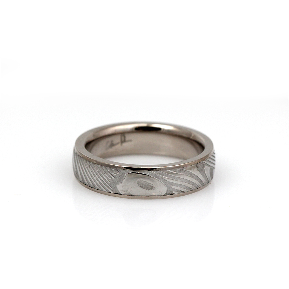 Chris Ploof White Gold and Breeze Damascus Band