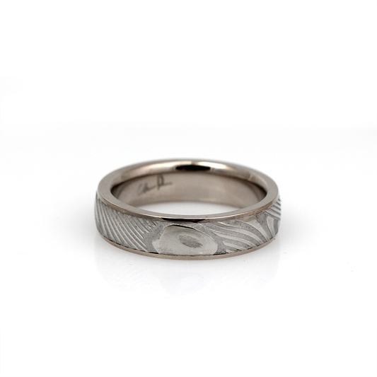 Chris Ploof White Gold and Breeze Damascus Band