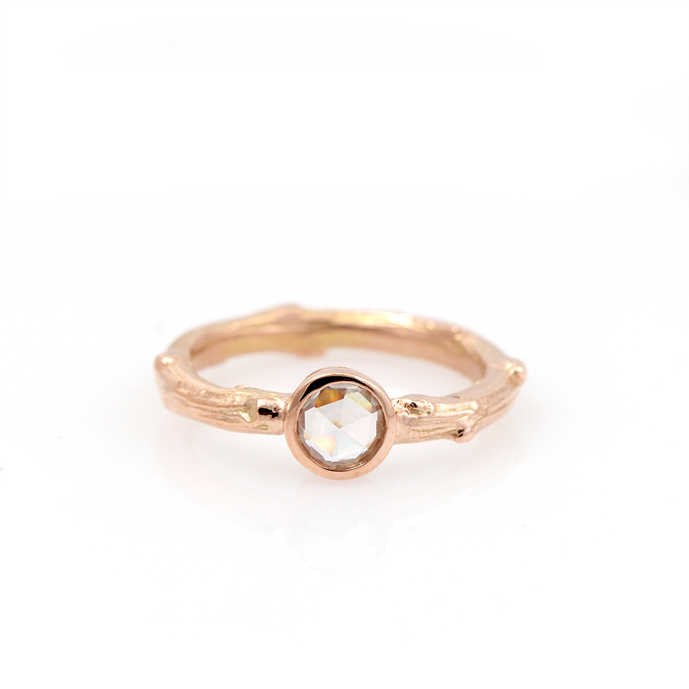 Pippa Jayne Designs Rose Cut Moissanite Signature Twig Ring