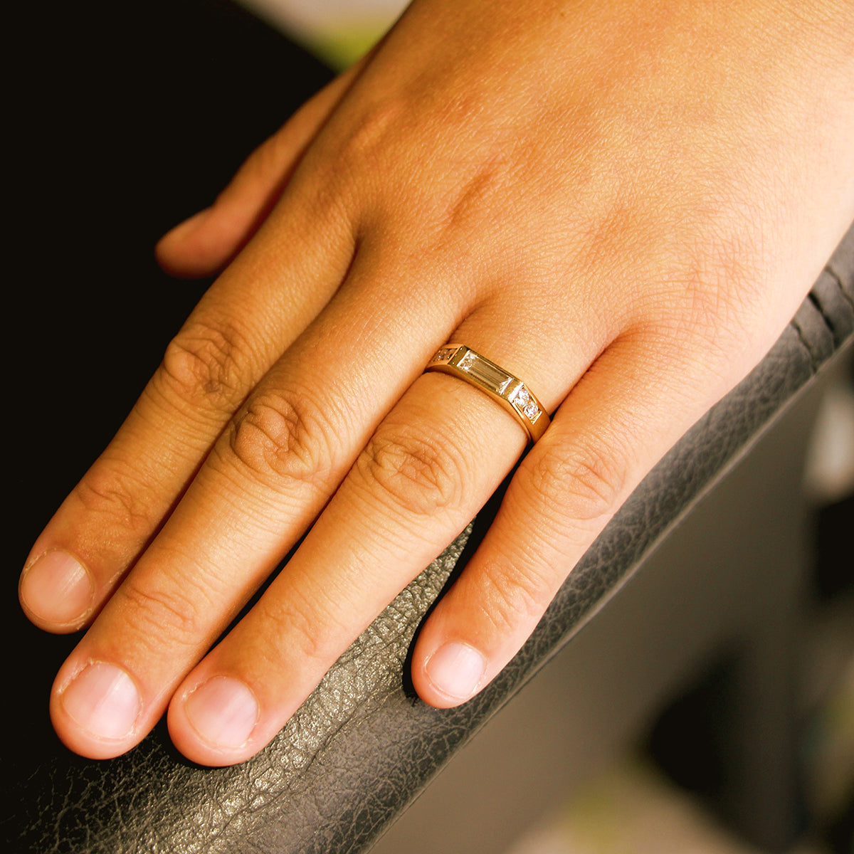 14K Yellow Gold Baguette Diamond Band