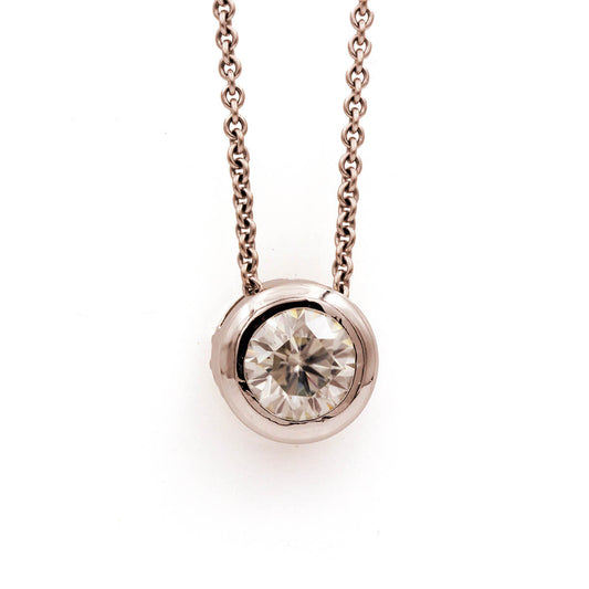 Platinum Moissanite Slide Pendant and Stud