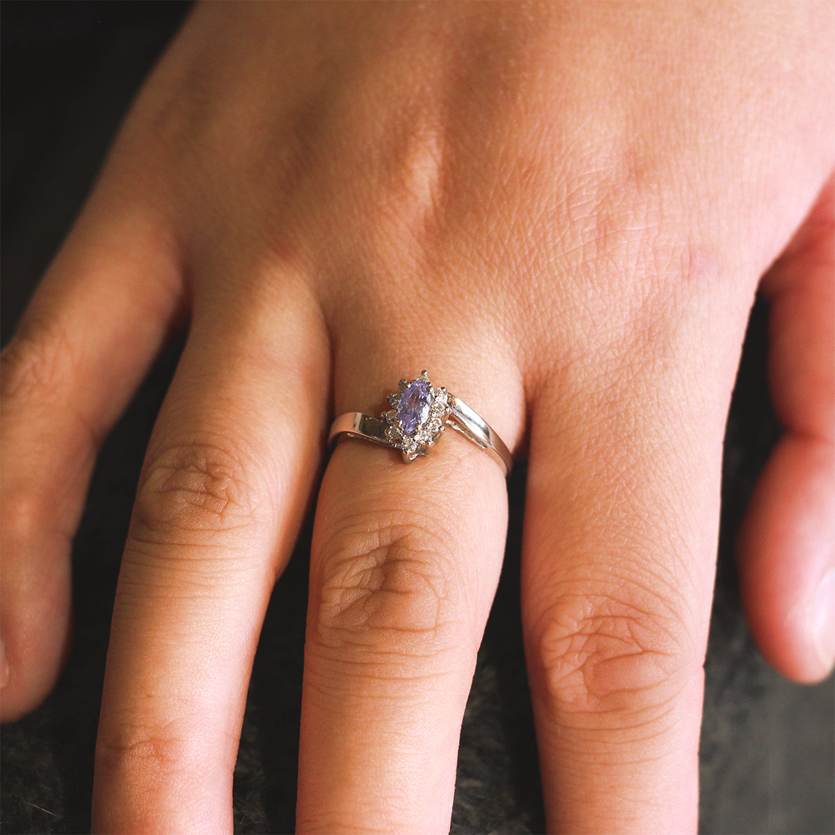 Estate Platinum, Tanzanite, and Diamond Ring