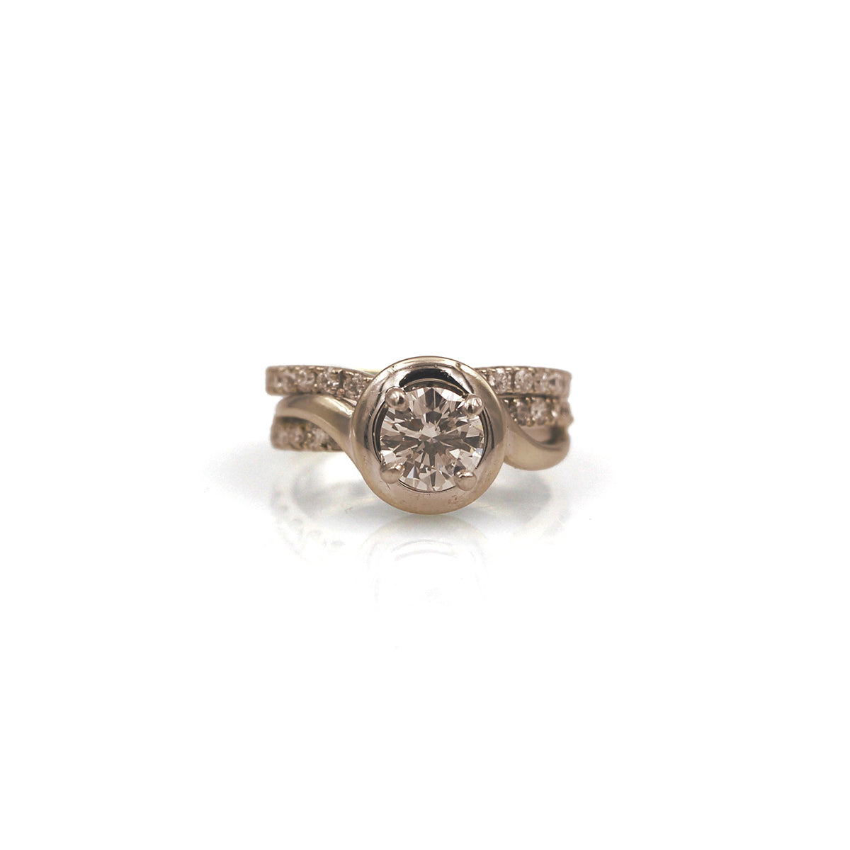 14K White Gold and Caro 74 Diamond Soldered Ring Set