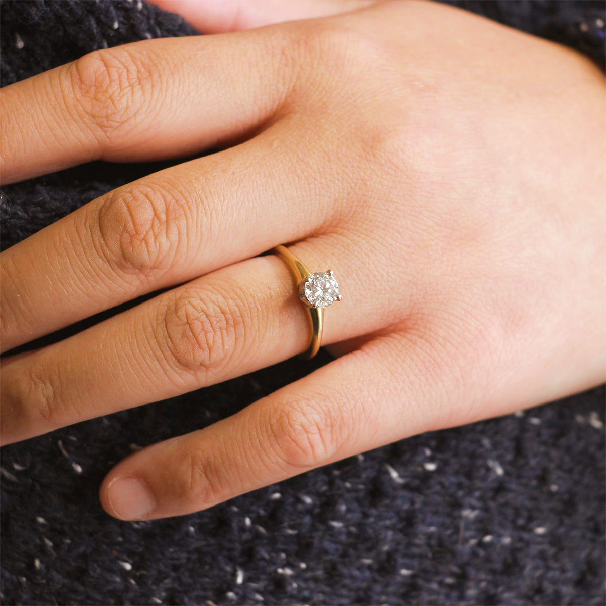 Estate 14K Yellow Gold and Platinum Diamond Ring