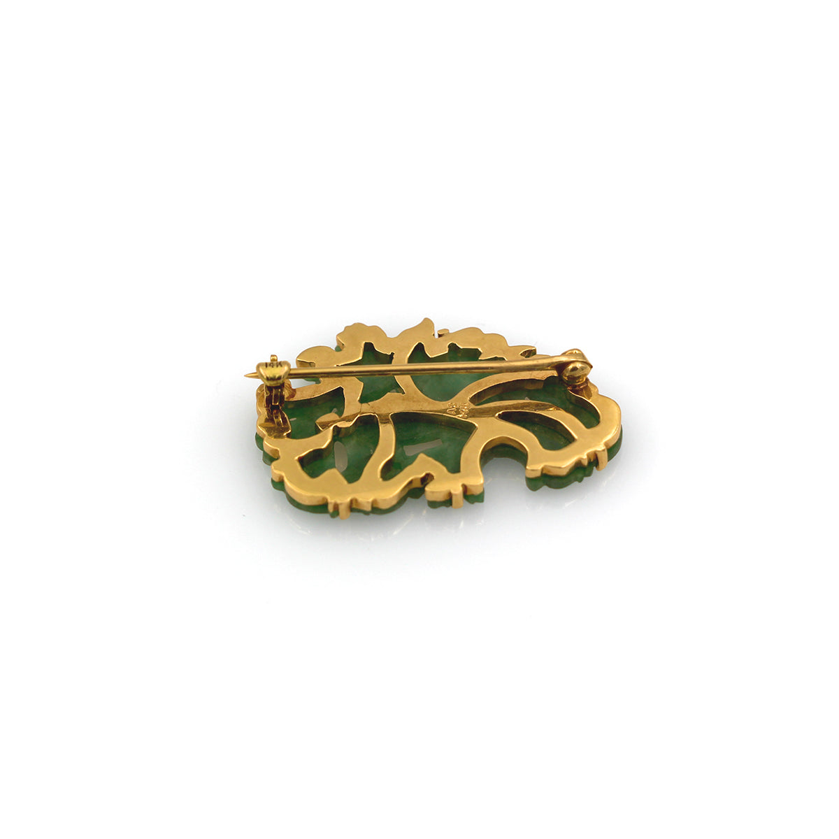 14K Yellow Gold Unenhanced Jadeite Pin
