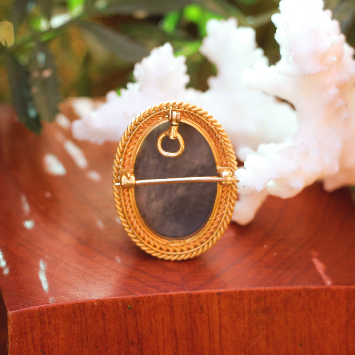18K/14K Yellow Gold and Labradorite Cameo Pin/Pendant