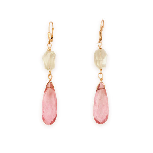 MOROKA Prasiolite and Topaz Leverback Earrings
