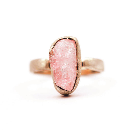 MOROKA Rough Morganite Solitaire ring