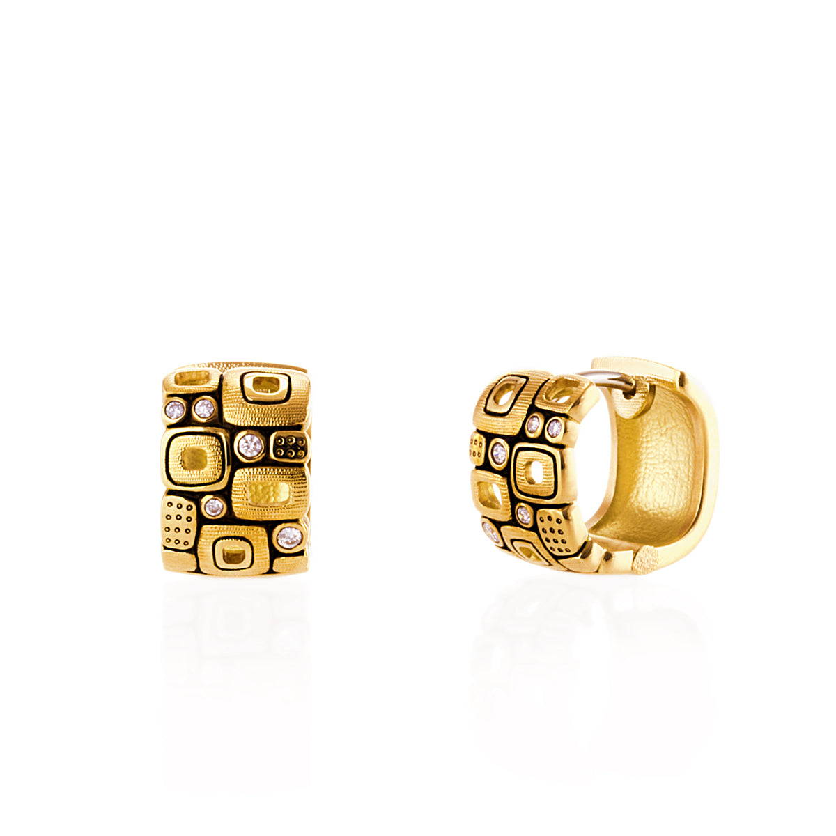 Alex Sepkus 18k Yellow Gold Diamond 'Little Windows' Huggie Earrings