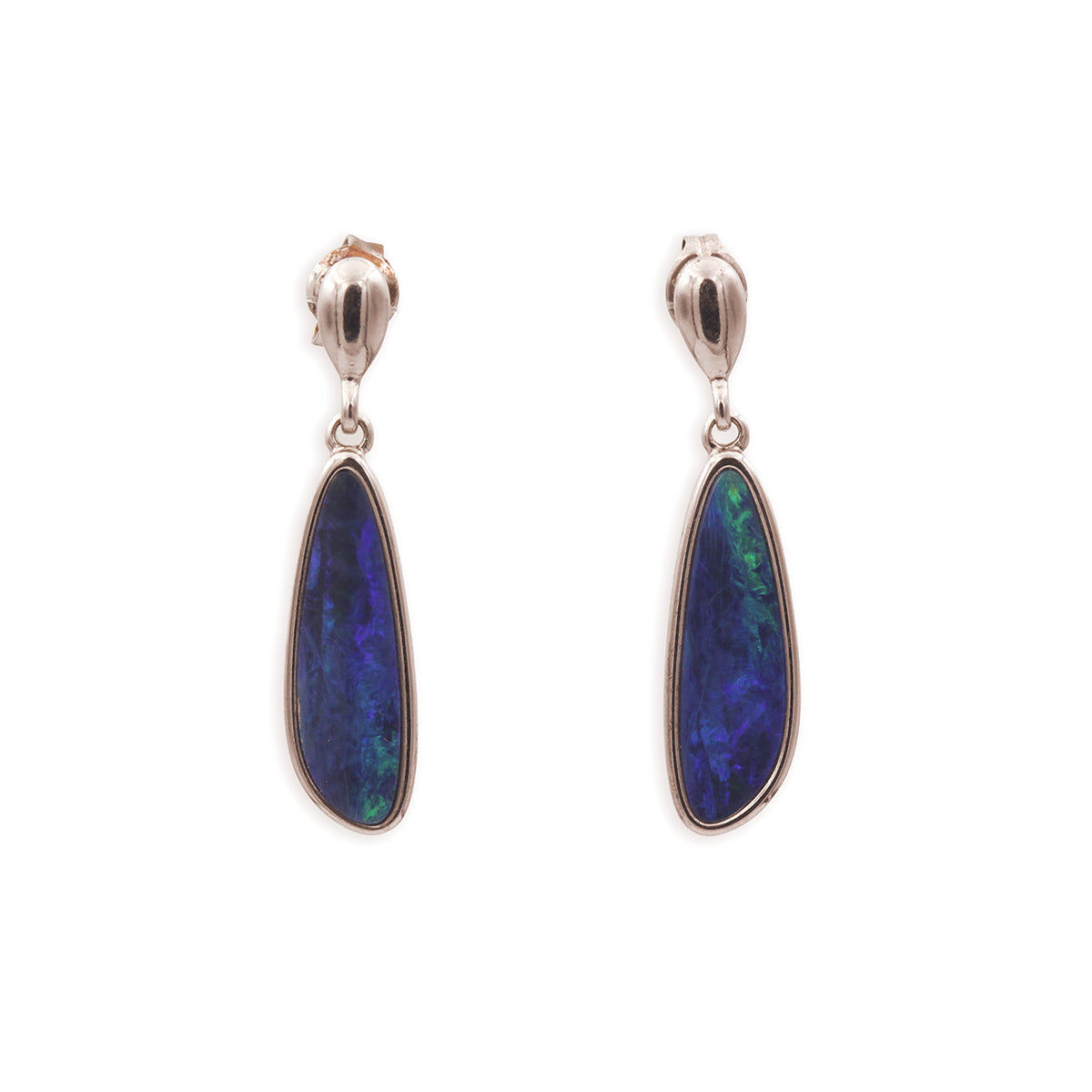 Sterling Silver Opal Doublet Drop Earrings