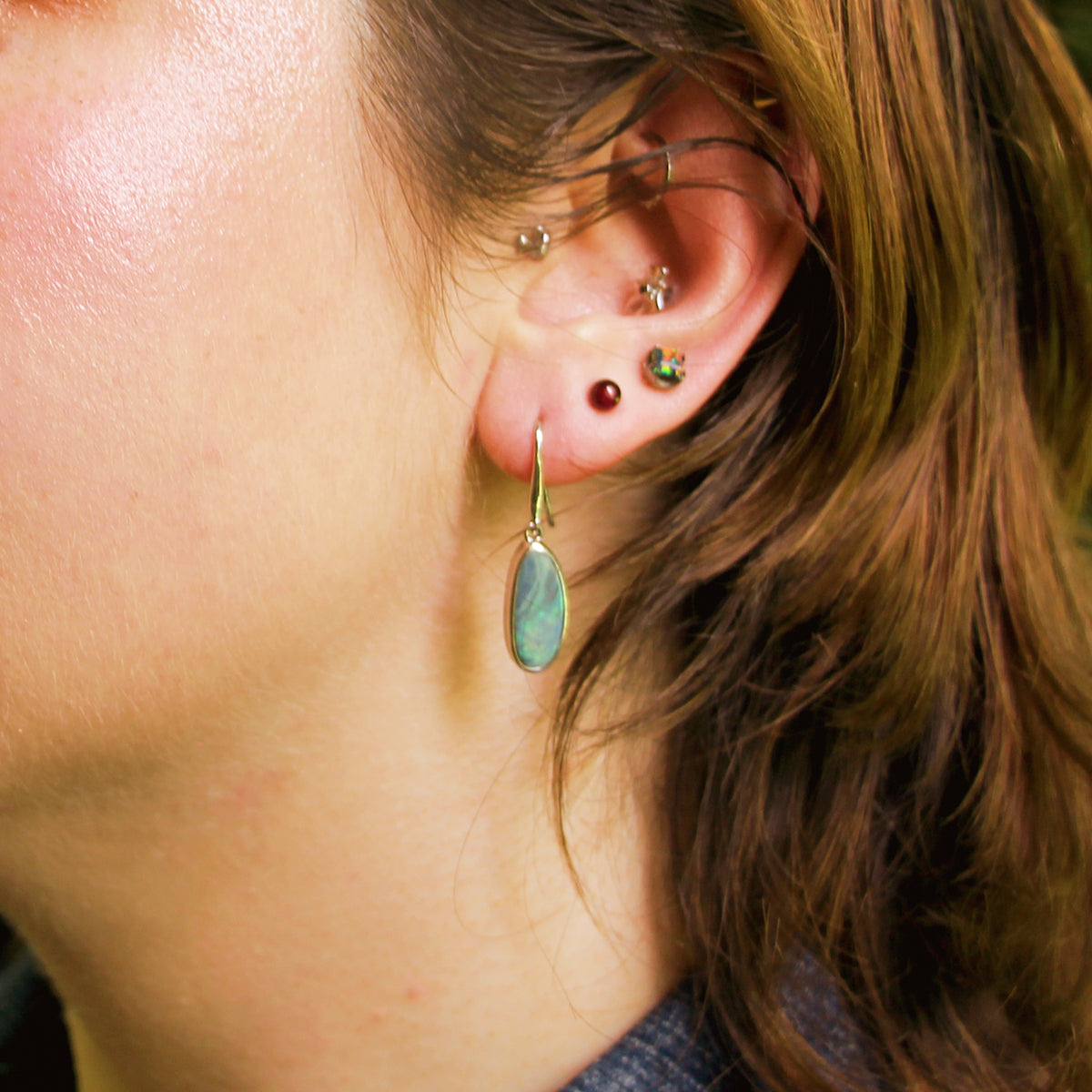 Sterling Silver Opal Doublet Dangle Earrings