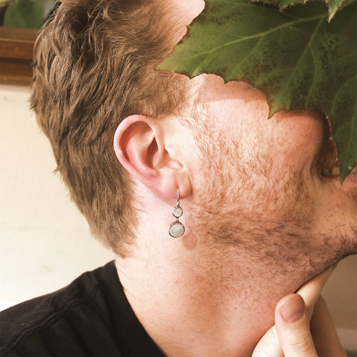 Sterling Silver White Shell Mother of Pearl Tiered Circle Drop Hook Earrings