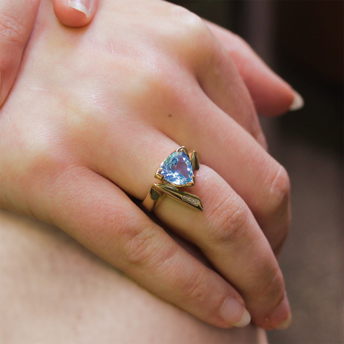 14K Yellow Gold, Topaz, and Diamond Fashion Ring