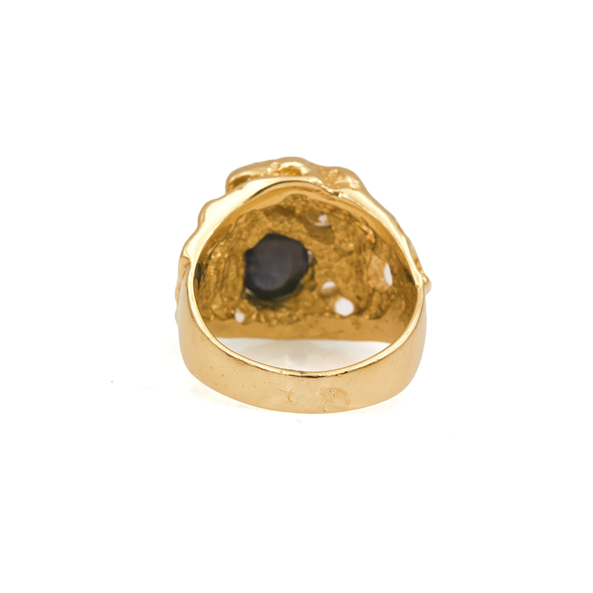 14K Yellow Gold Sapphire and Diamond Nugget Ring