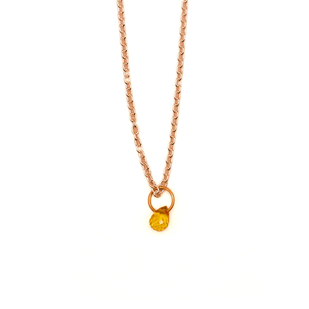Yellow Gold, Silver, and Yellow Sapphire Briolette Necklace