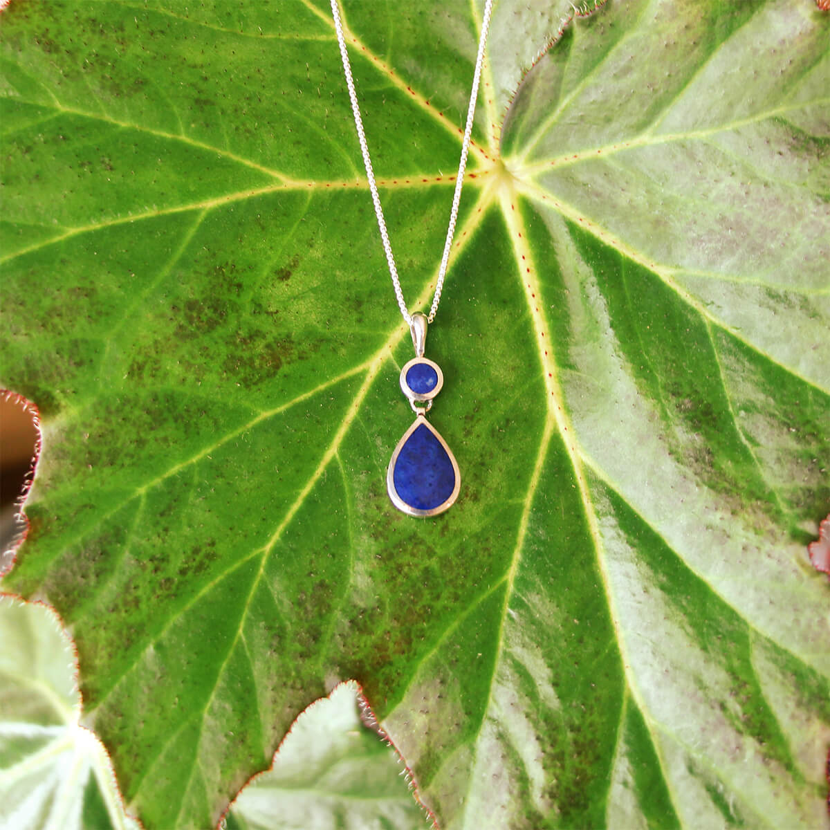 aCleoni Sterling Silver ‘Tiered Tear’ Lapis Necklace