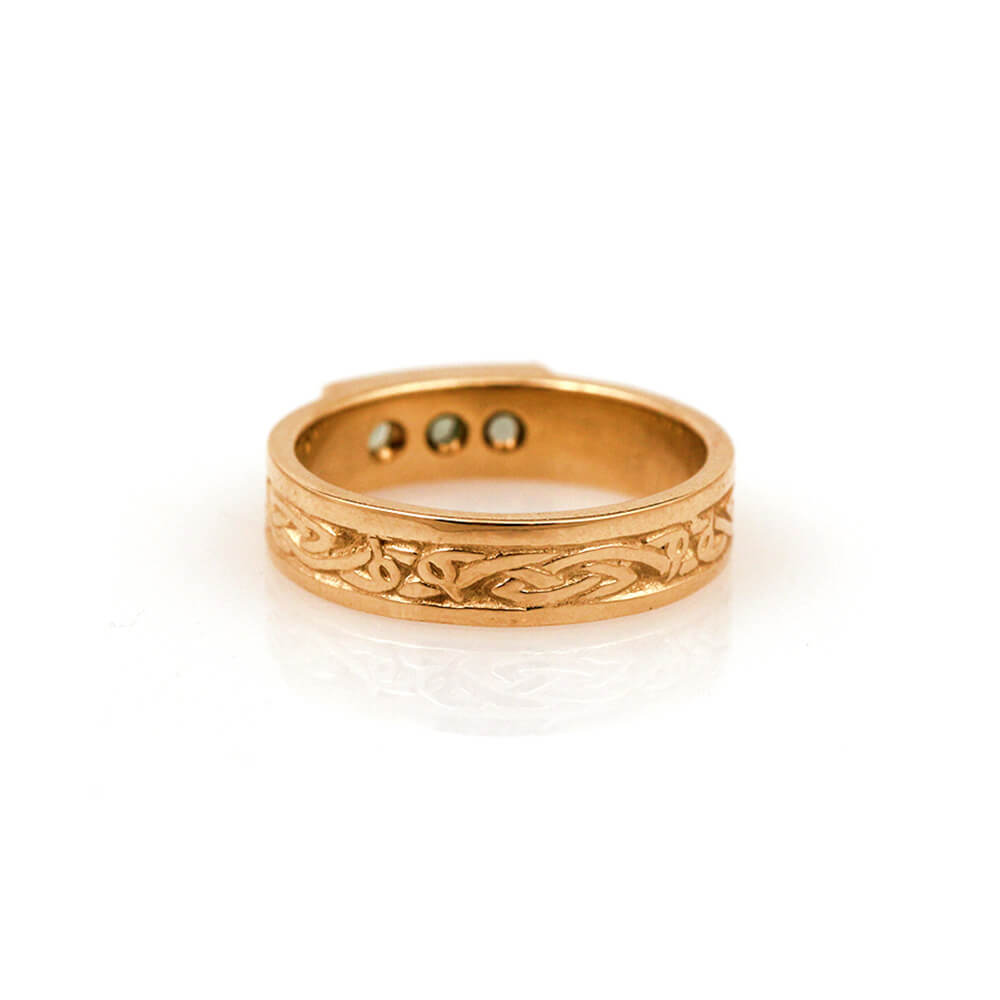 14K Yellow Gold Green Tourmaline ‘Celtic Heron’ Ring