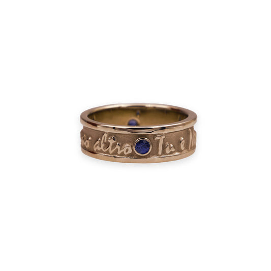 14K White Gold and Sapphire Italian Poesy Ring