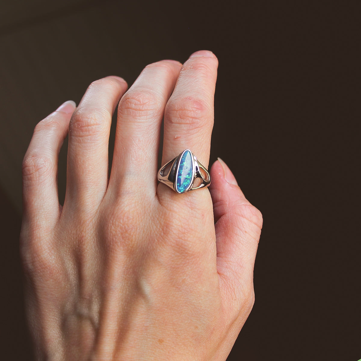 Sterling Silver Opal Doublet Ring