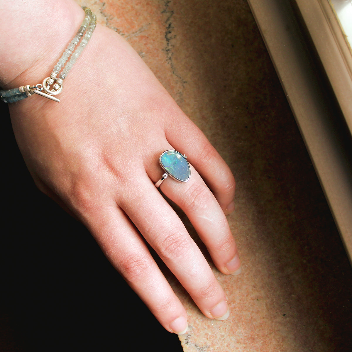 Sterling Silver Opal Doublet Ring