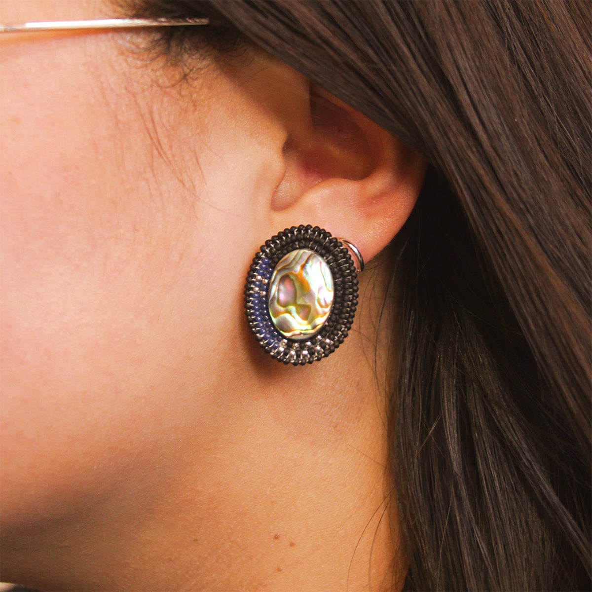 Cheyanne Symone ‘Raven’ Abalone Statement Earrings