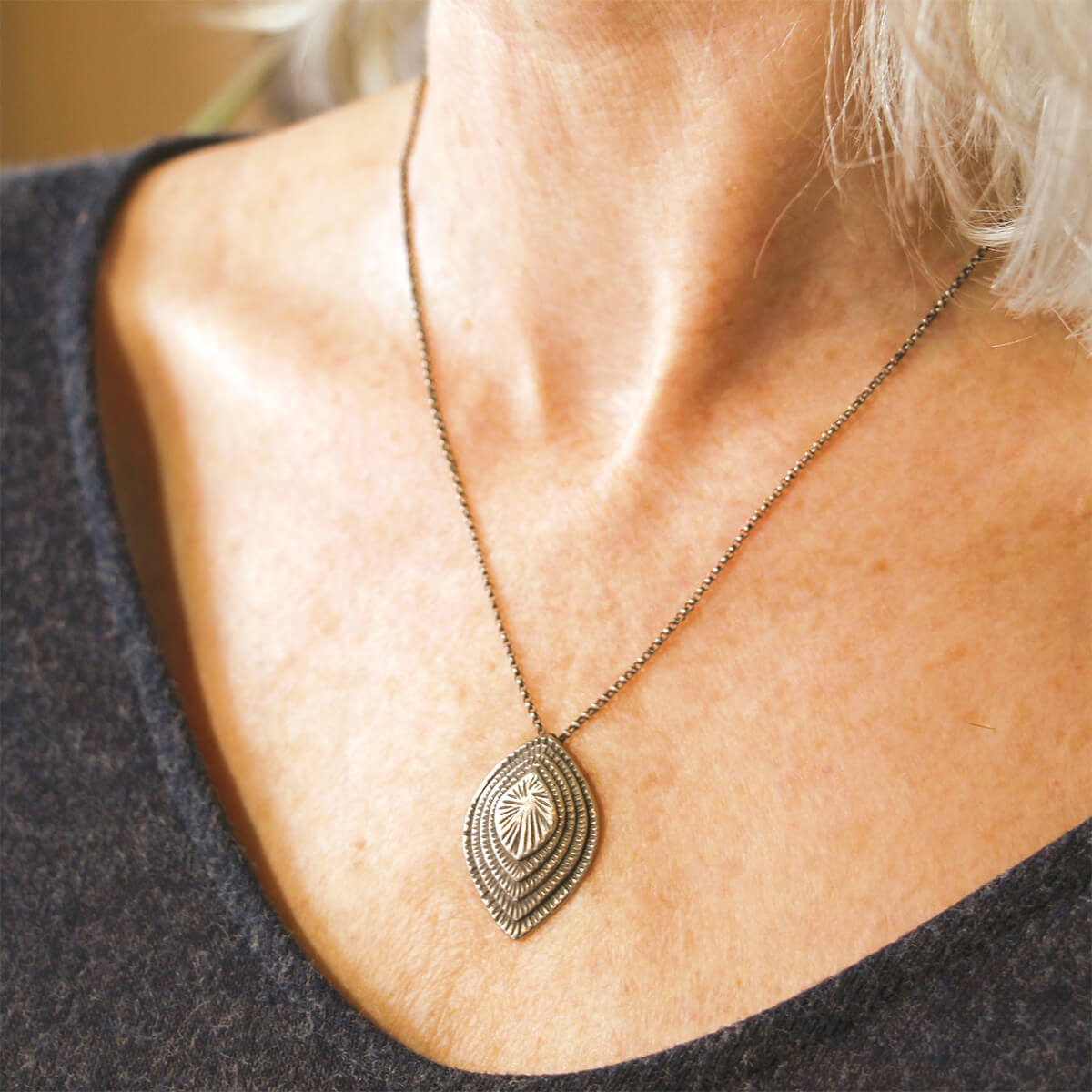 Susan Fauman Sterling Silver and 24K Gold Keum-Boo ‘Seed of Intention’ Necklace