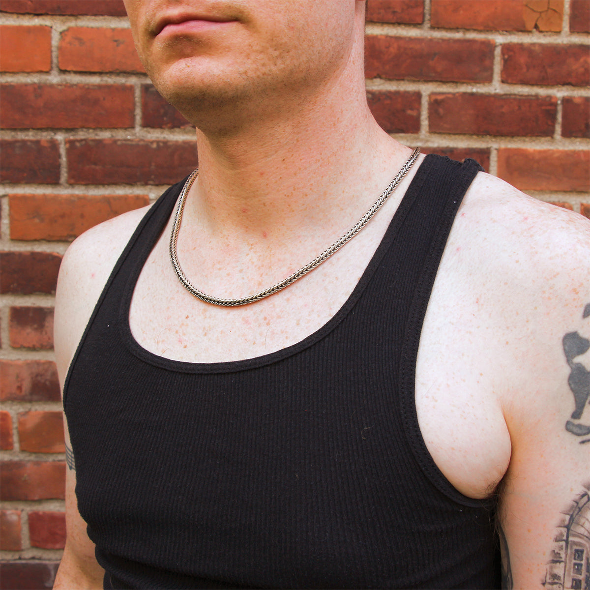 Yozakura Forge Argentium Silver Square Foxtail Necklace