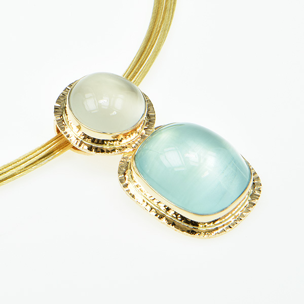 Baksa 14K Yellow Gold Aquamarine and Moonstone Pendant