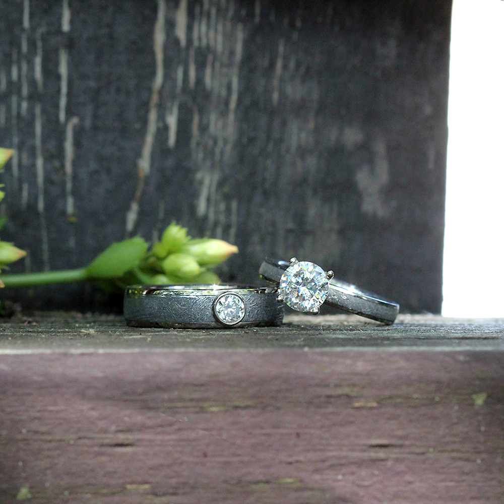 Chris Ploof Palladium and 14K White Gold Meteorite Solitaire (Unset)