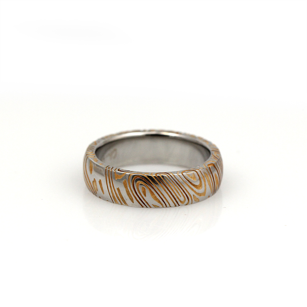 Chris Ploof 24K Gold Washed Damascus Steel Band