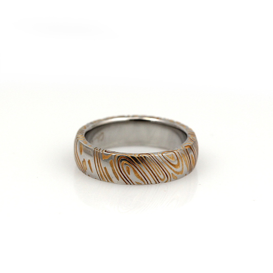 Chris Ploof 24K Gold Washed Damascus Steel Band