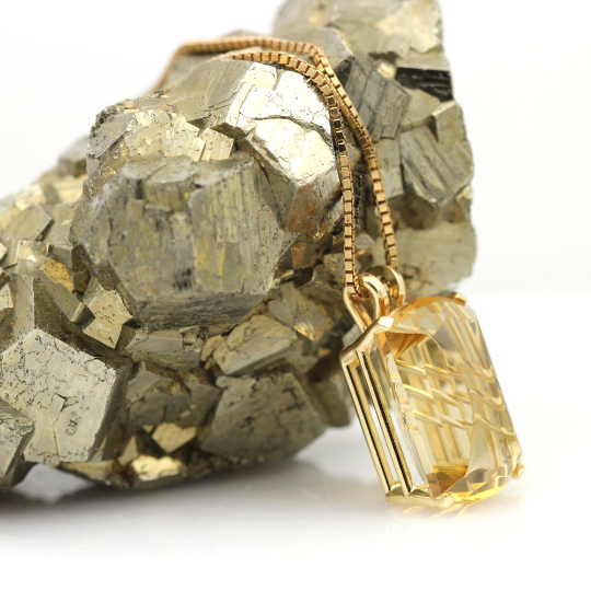 14K Yellow Gold Custom-Cut Citrine Pendant