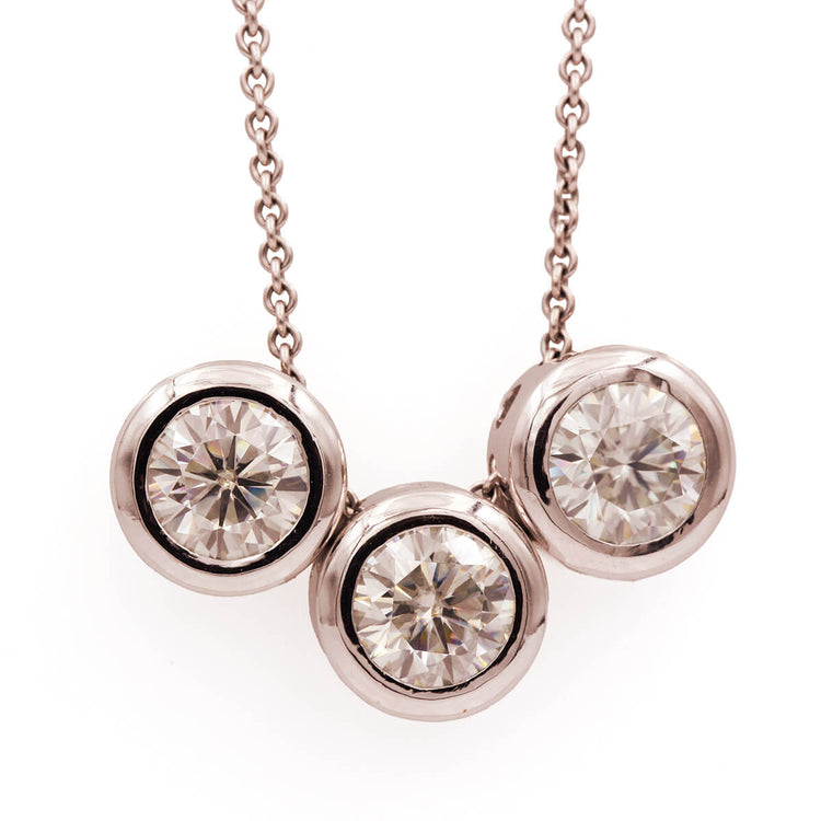 Platinum Moissanite Slide Pendants/Studs