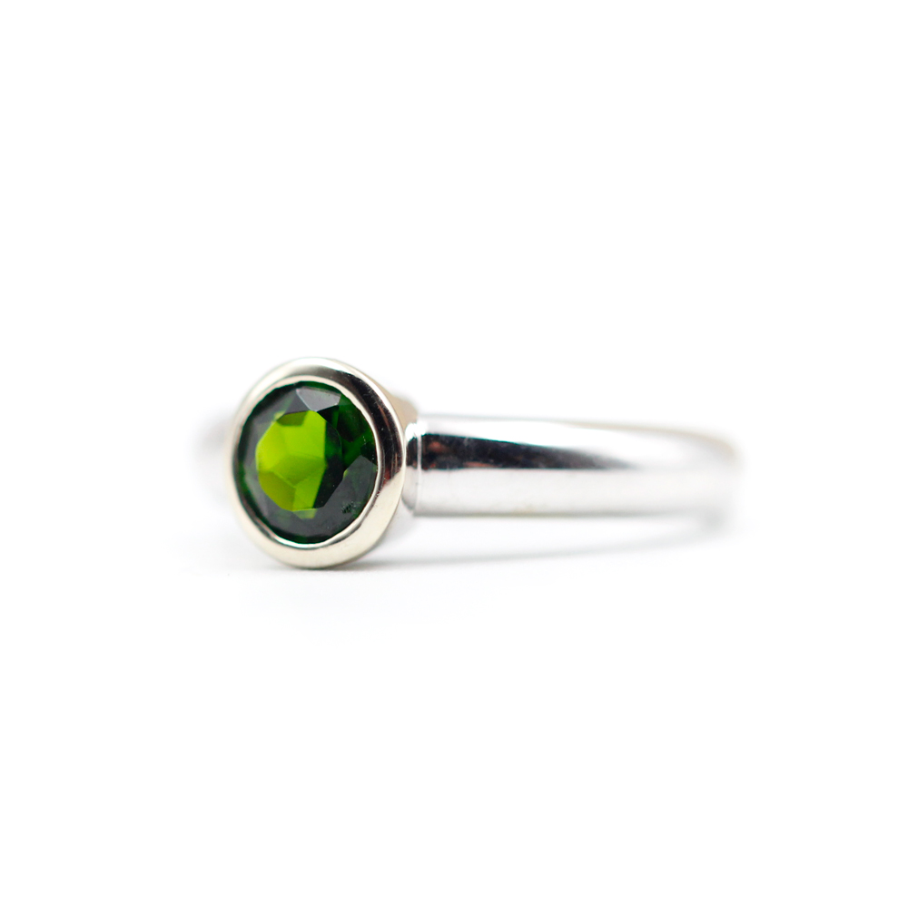 14K White Gold Diopside Ring