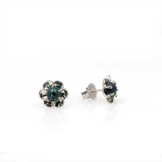 14K White Gold and Tourmaline Buttercup Studs