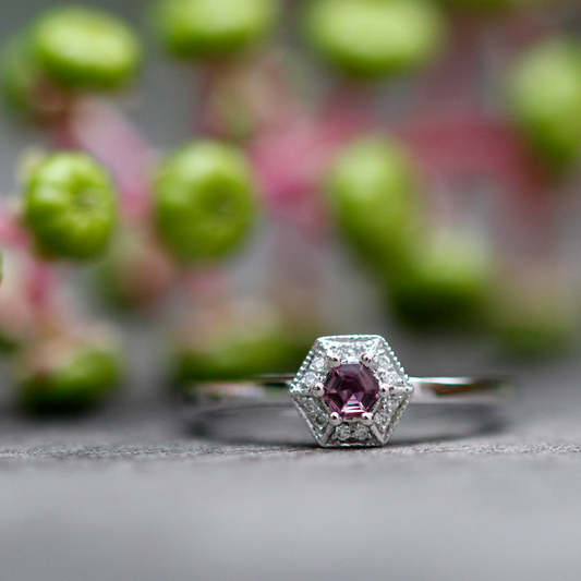 Arte*Vitta Pink Sapphire and Diamond Halo 'Secret Garden' Ring