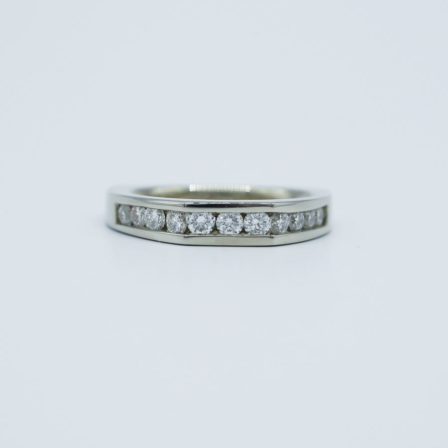 14K White Gold Channel-Set Diamond Ring