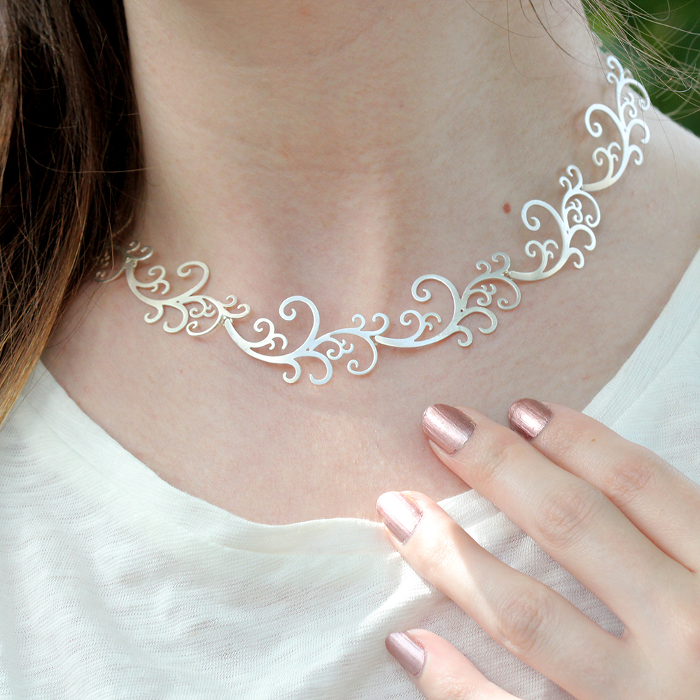 Kelim Sterling Silver Scroll Necklace